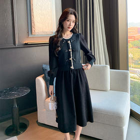 奢姿2024年冬季新款大码女装蝴蝶结拼接裙子胖妹妹假两件连衣裙9844853681
