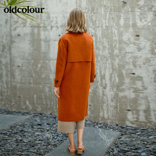 oldcolour欧珂长袖双面长款毛呢大衣女过膝长新款修身显瘦 商品图1