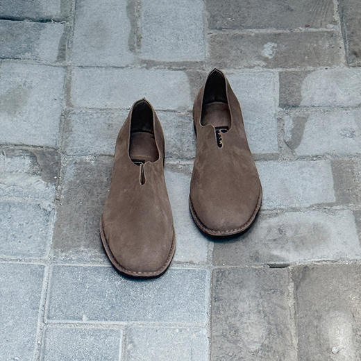 内联升男鞋手工单鞋镶芯皮底反绒牛皮便鞋DN7150 商品图3