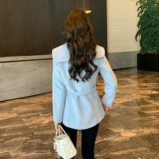 奢姿大码女装2024冬季气质名媛大翻领毛呢胖妹妹时尚单排扣外套9944334369 商品图3