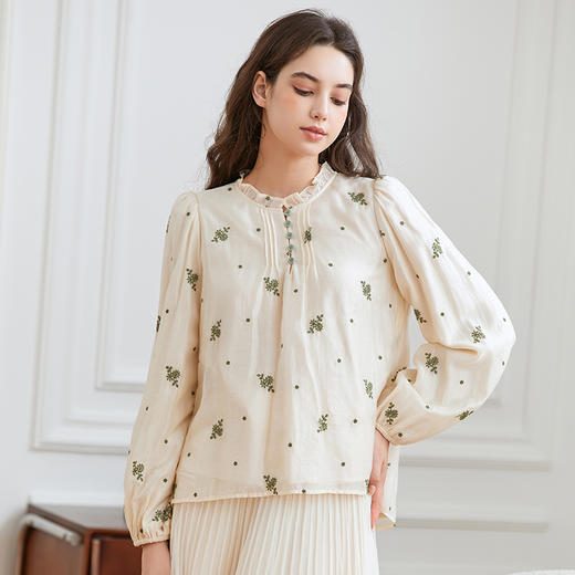 Famecoco范可儿文艺绣花莱赛尔衬衫女秋冬FAB8BD003 商品图3