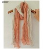 时尚纯色腰果花拼接压皱棉麻文艺围巾 商品缩略图5