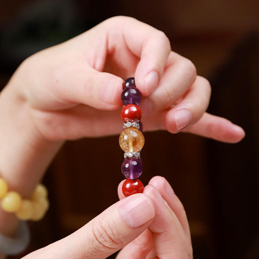 【2025年十二生肖手串】蛇女 能量矩阵“兜兜转赚”紫水晶朱砂手串手链 女士单圈手串配饰【蛇女-建议戴左手】 商品图3