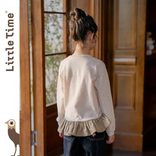 littletime童装法式学院风圆领长袖针织羊毛衫拼接款经典多色上衣 商品图4
