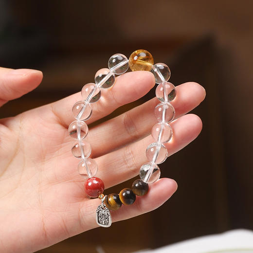 【2025年十二生肖手串】虎女 能量矩阵“收金入手“白水晶朱砂虎睛石手串手链 女士手串配饰单圈【虎女-建议戴右手】 商品图2