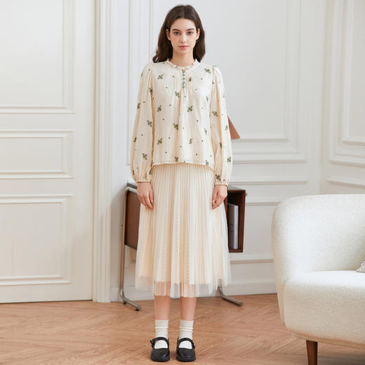 Famecoco范可儿文艺绣花莱赛尔衬衫女秋冬FAB8BD003 商品图4