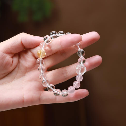 【2025年十二生肖手串】鸡女 能量矩阵“良田在守”粉水晶白水晶手串手链 女士单圈手串配饰【鸡女-建议戴左手】 商品图2