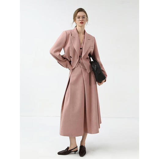 COCOBELLA[浪漫粉]磨毛粗斜纹半身裙25春商务休闲长裙HS7078【无磨毛版】 商品图2