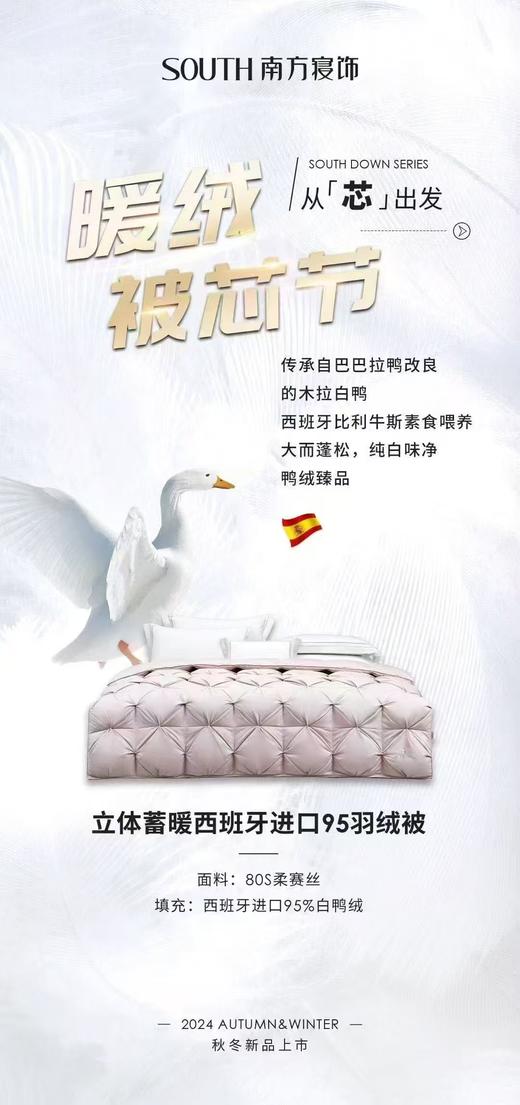 南方寝饰  立体蓄暖西班牙进口 95羽绒被 商品图1