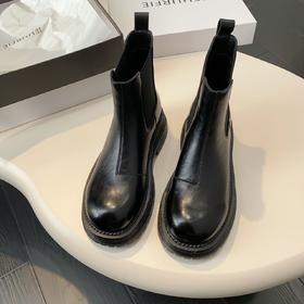 纪华菲 真皮高帮烟筒靴 弹性靴口 不挑腿型