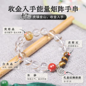 【2025年十二生肖手串】虎女 能量矩阵“收金入手“白水晶朱砂虎睛石手串手链 女士手串配饰单圈【虎女-建议戴右手】