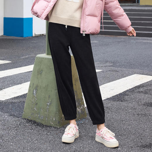 半身缘女裤 冬季宽松松紧腰九分束脚休闲裤244102P30302624 商品图2