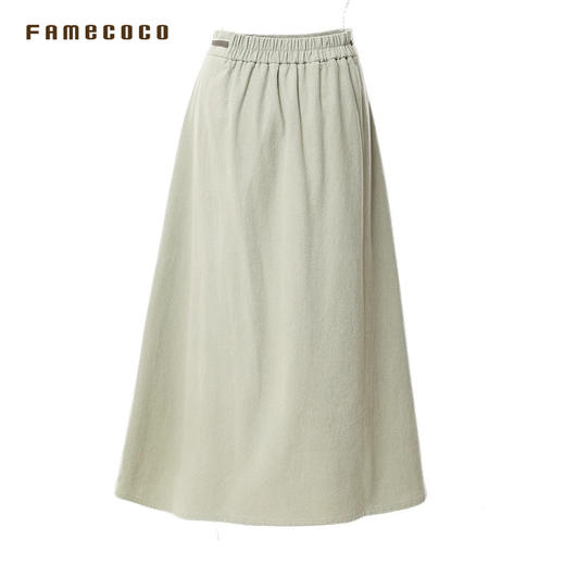 famecoco范可儿高腰撞色织带a字半身裙女冬FAB8HA033 商品图1