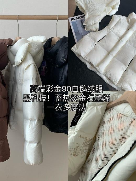 【烫金石墨烯 上身即暖】2024新款白鹅绒羽绒服！700蓬松度黑科技蓄热保暖短款连帽羽绒服女冬款！ 商品图3