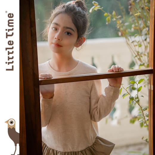 littletime童装法式学院风圆领长袖针织羊毛衫拼接款经典多色上衣 商品图1