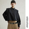 oldcolour黑色polo领垫肩T恤春秋季新款廓形宽松休闲设计感上衣 商品缩略图0