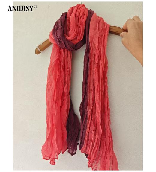 时尚纯色腰果花拼接压皱棉麻文艺围巾 商品图4