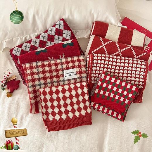 【新安哥拉红围巾】喜庆颜色 搭配针织披肩 保暖软糯 氛围感拉满 材质涤纶 商品图1