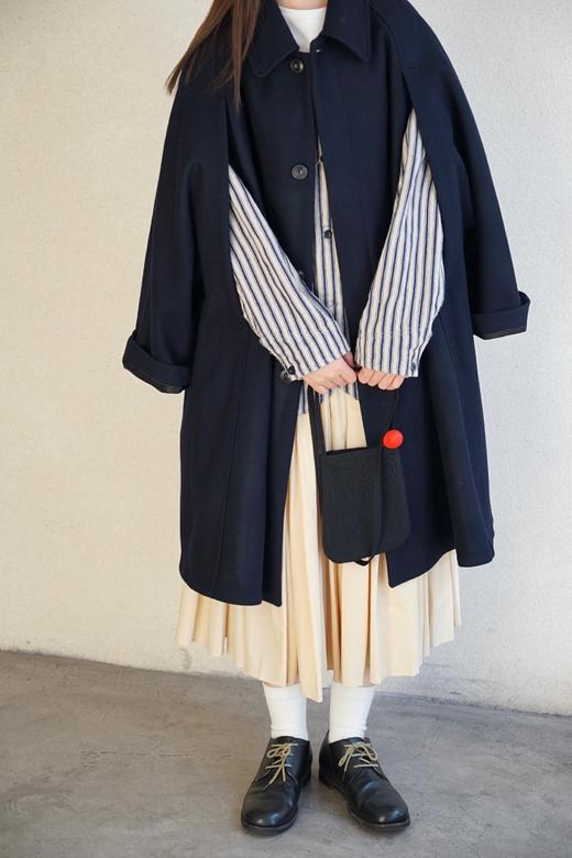 ECOLE DE CURIOSITES 深海军蓝洛登羊毛披风大衣(全内衬) 商品图8