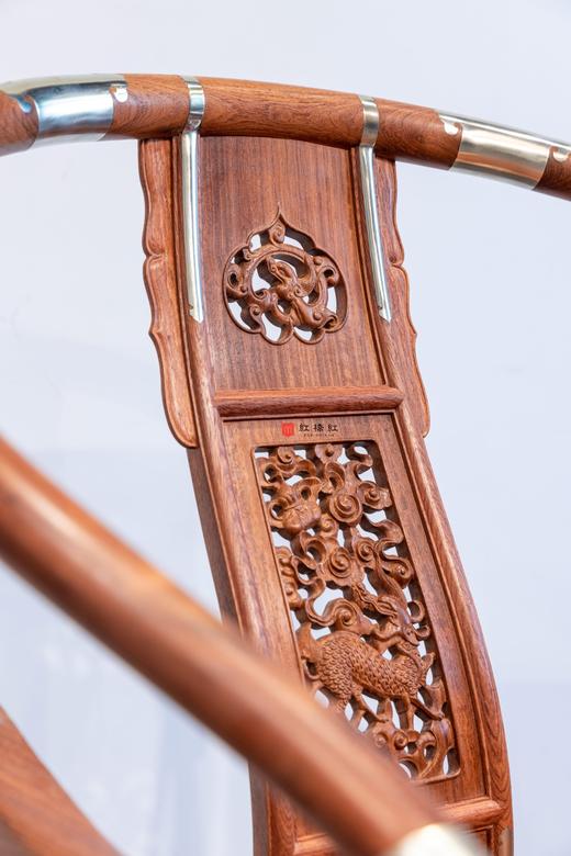 红桥红  家具严选  缅甸花梨(大果紫檀）  【木面 王款 麒麟纹交椅】 商品图2