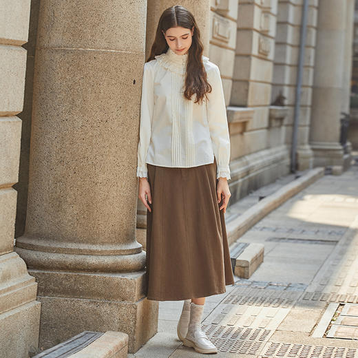 Famecoco范可儿荷叶边立领文艺花边女士衬衫冬季FAB8BD001 商品图3