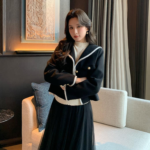 奢姿大码女装2024年冬季赫本风双面呢子上衣胖妹妹小香风毛呢外套9944356078 商品图1