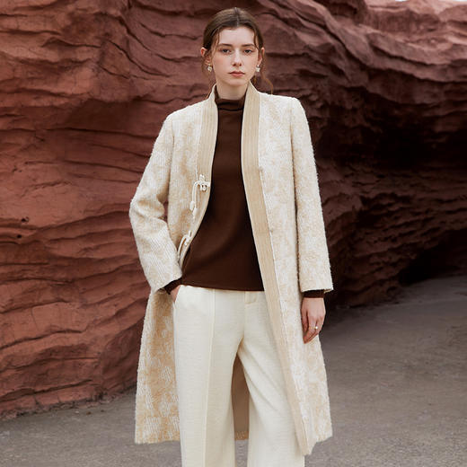 Famecoco范可儿新中式盘扣国风毛呢大衣女秋冬FAB8AN030 商品图1