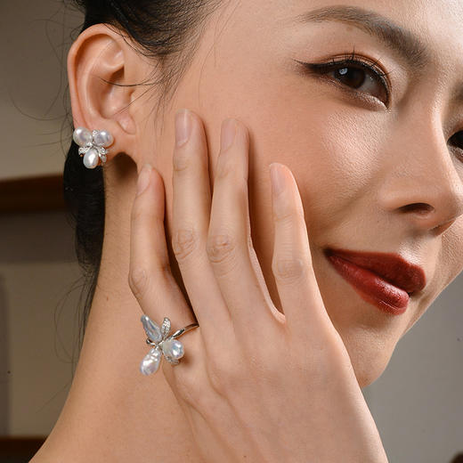 Manreya玛芮雅套装水仙花 巴洛克戒指&耳钉套装戒指耳环套装女气质新款 商品图1