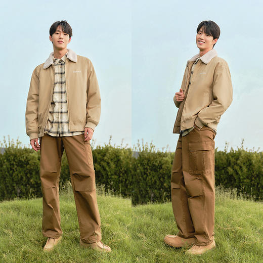 森马夹克男冬季新款复古拼接仿羊羔毛翻领外套宽松绣花棉服潮 商品图3