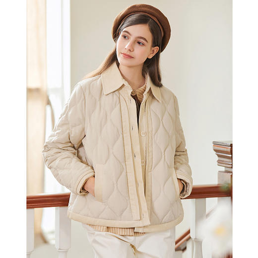 FAMECOCO范可儿衬衫式短款小众轻薄百搭羽绒服女冬款FAB8AJ035 商品图1