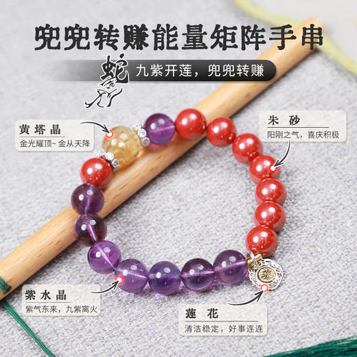 【2025年十二生肖手串】蛇女 能量矩阵“兜兜转赚”紫水晶朱砂手串手链 女士单圈手串配饰【蛇女-建议戴左手】 商品图0