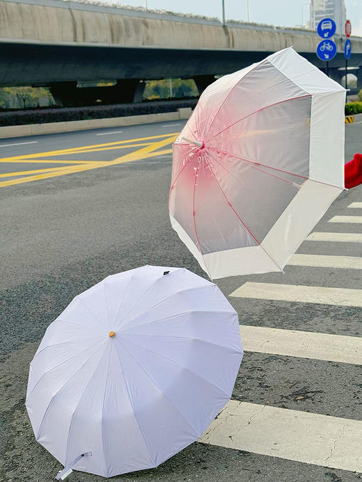 【 长柄渐变透明伞&16骨晴雨款】16骨晴雨伞，晴雨两用、加大伞面还可防晒；长柄伞被小分队称之为颜值款，好看拍照上镜~Mamoru伞 商品图0