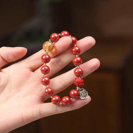 【2025年十二生肖手串】龙女 能量矩阵“米从天降”帝王砂朱砂手串手链 女士单圈手串配饰【龙女-建议戴右手】 商品图2