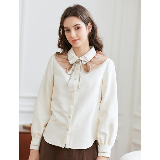 Famecoco范可儿小众设计感叠穿衬衫女秋冬FAB8BH008 商品图1