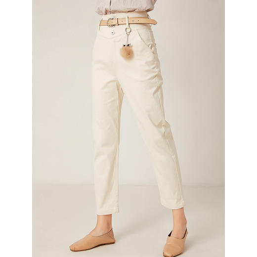 Famecoco范可儿女装铅笔裤子修身高腰显瘦毛球休闲裤女 F198GA008 商品图2