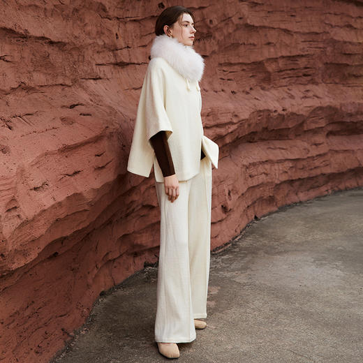 Famecoco范可儿冬季羊毛毛呢阔腿裤长裤女FAB8GA032 商品图1