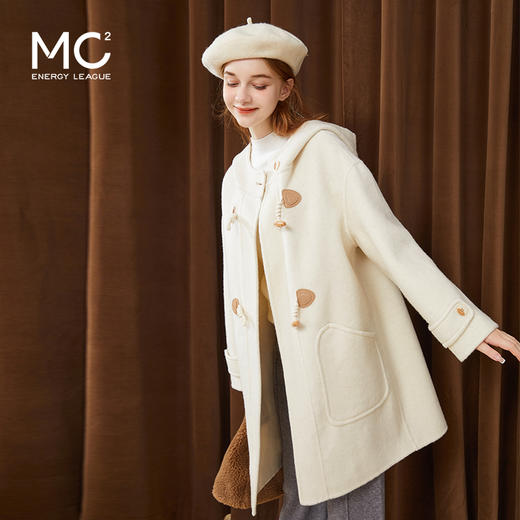 mc2牛角扣羊毛双面呢大衣女冬装新款气质学院风奶系时尚洋气 商品图1
