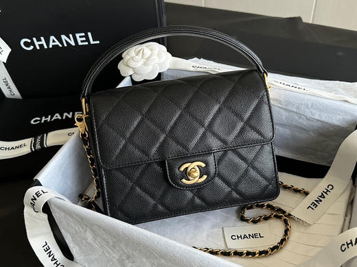 香奶奶 24K CF手柄口盖包 黑金小号正品皮 商品图1