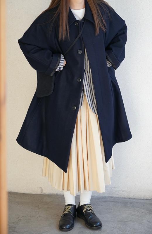 ECOLE DE CURIOSITES 深海军蓝洛登羊毛披风大衣(全内衬) 商品图4