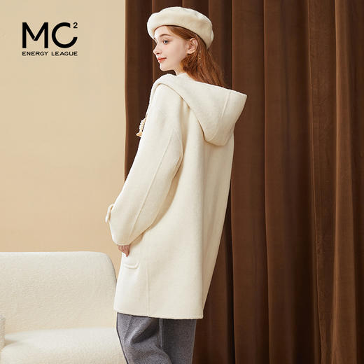 mc2牛角扣羊毛双面呢大衣女冬装新款气质学院风奶系时尚洋气 商品图2