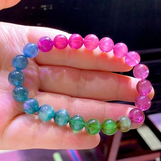 8mm-9mm单圈彩虹猫眼碧玺手串 商品图2