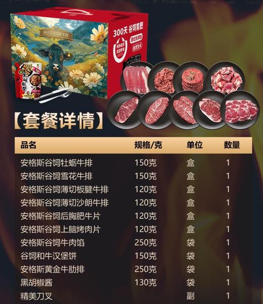 【自营】 食中隽品 9款牛肉 安格斯雪花牛排/牛肉饼牛肋排等 进口原切牛排 牛排礼盒 赠送黑胡椒酱/精美刀叉 1430g 顺丰冷链配送 商品图1
