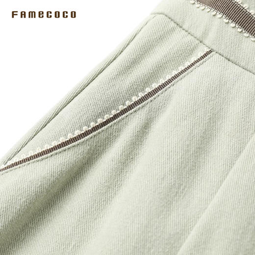 famecoco范可儿高腰撞色织带a字半身裙女冬FAB8HA033 商品图2