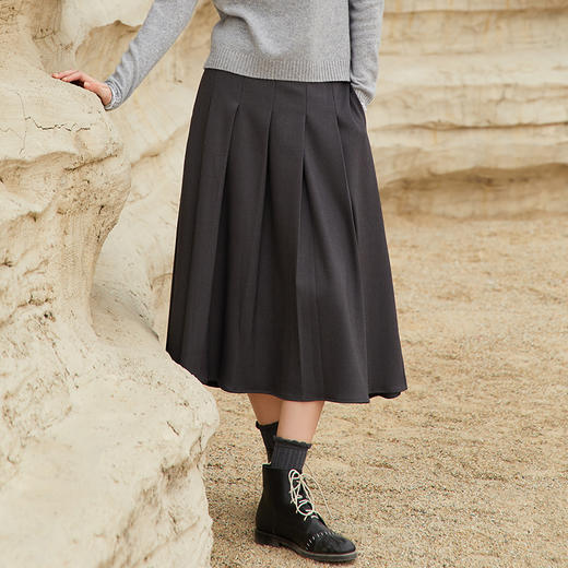 Famecoco范可儿垂感百褶裙西装半裙女秋冬FAB8HA021 商品图3