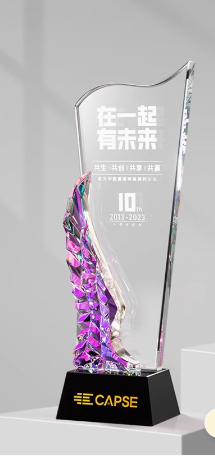 双色水晶炫彩翅膀奖杯定制定做水晶优秀员工奖牌纪念品高档大气创意炫彩奖杯订制做