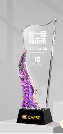 双色水晶炫彩翅膀奖杯定制定做水晶优秀员工奖牌纪念品高档大气创意炫彩奖杯订制做 商品图0