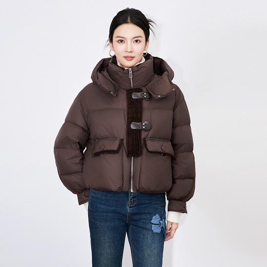 【高货wl】全新升级【铂金会员477/天猫639/差价162】(80935) 洛诗琳冬季短款立领连帽时尚休闲面包服保暖加厚羽绒服女 商品图1