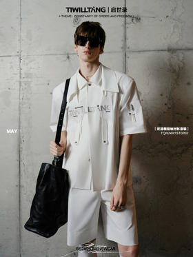 TIWILLTANG启世录“绣羽双擎”双层领短袖衬衫套装短裤宽松两件套