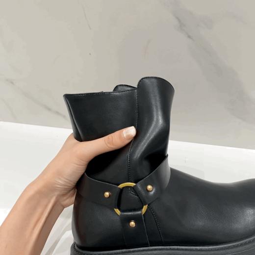 纪华菲 厚底马丁靴 真皮加超纤 柔软不易变形 商品图1