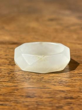 和田白玉菱格面戒环，顺丰包邮